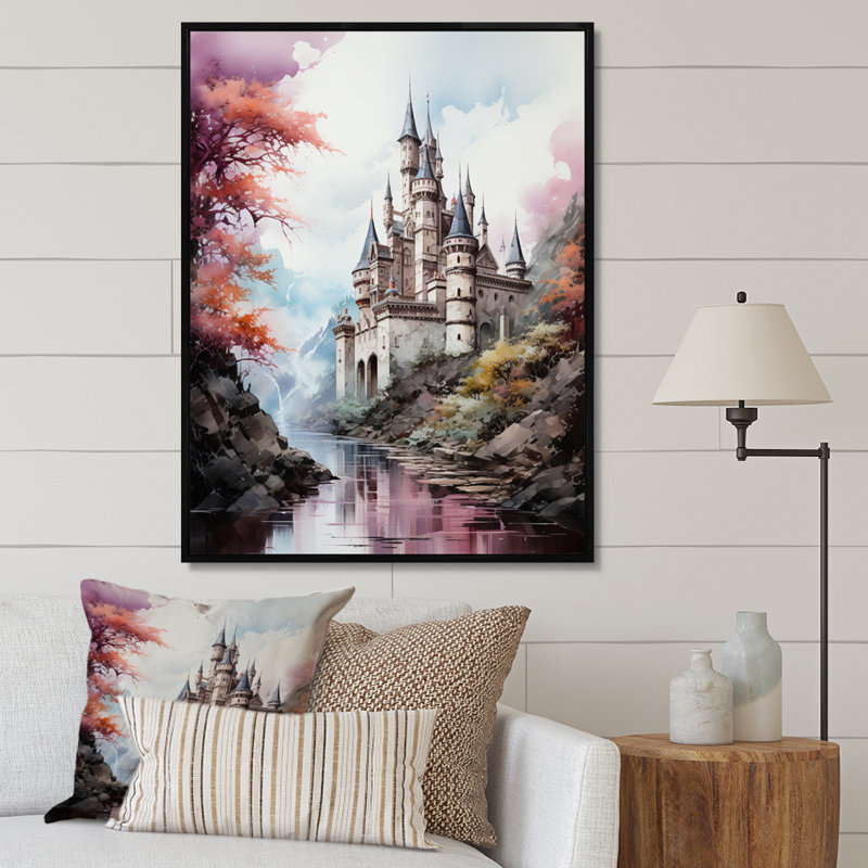 «Harigan Castles Enchanted Stronghold V», reproduction d'art sur toile, Cadre flottant noir, H 20 po x l 12 po x P 1 po