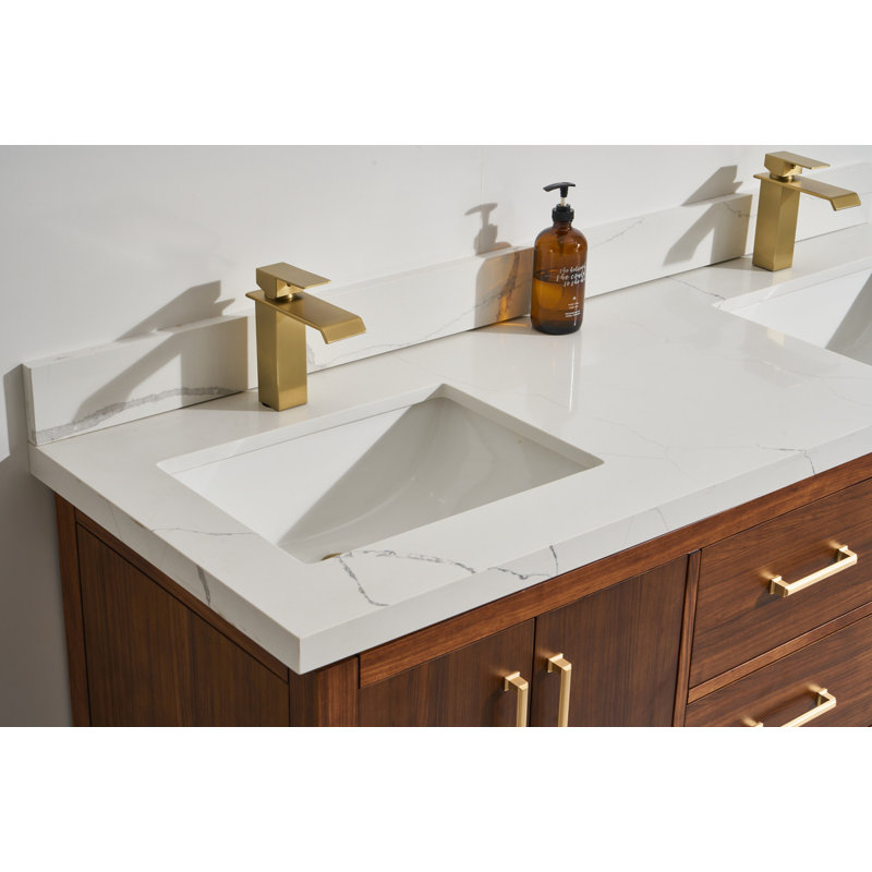 Ensemble de meuble-lavabo double 61 po avec plateau en quartz Robbin