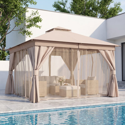 Yardgrace 12'x12' Soft-top Double-Roofed Steel Patio Gazebo