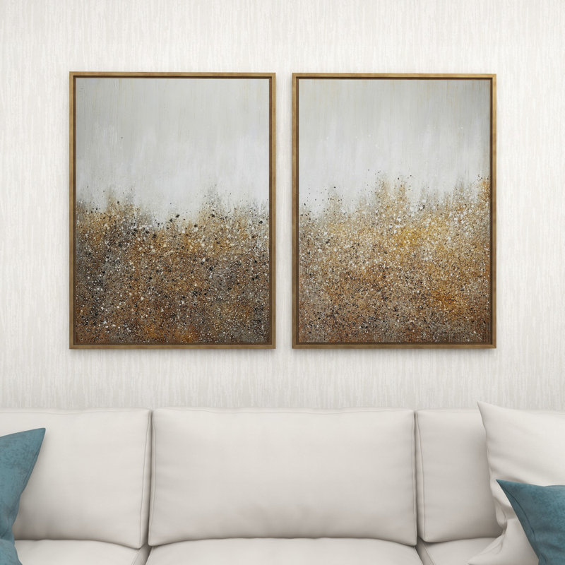 CosmoLiving by Cosmopolitan Gold Canvas Glitter Flakes Geode Framed Wall Art with Gold Frame