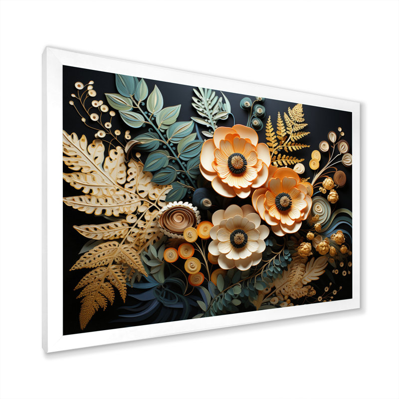 " Ferns Copper Elegance III ", H 30 po x l 40 po x P 1,5 po, Cadre simple blanc