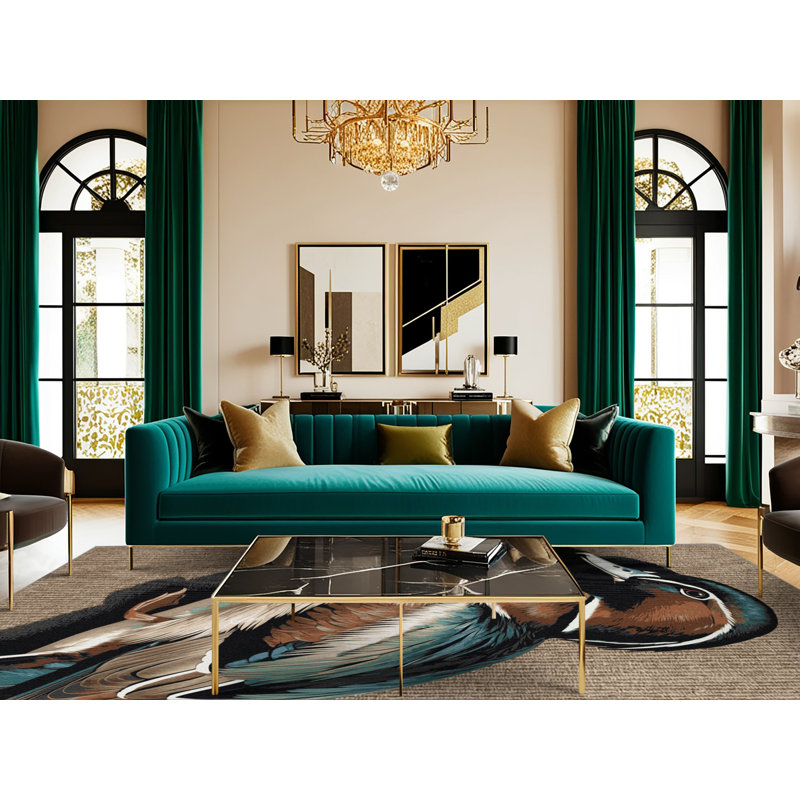  Tapis vert lavable à oreilles bleu sarcelle, Rectangulaire 2 pi x 3 pi