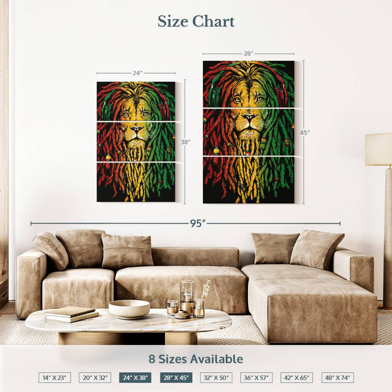Tête de lion Brampt jamaïcain, H 38 po x l 24 po