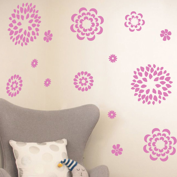 Adhésif décoratif motif floral, H 38 po x l 48 po x P 0,01 po, Gomme à bulles