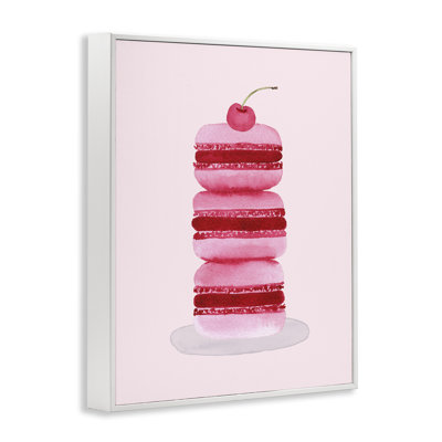 Coquette Macaroon Cherry Stack Framed Giclee, design by Nina Jacobs
