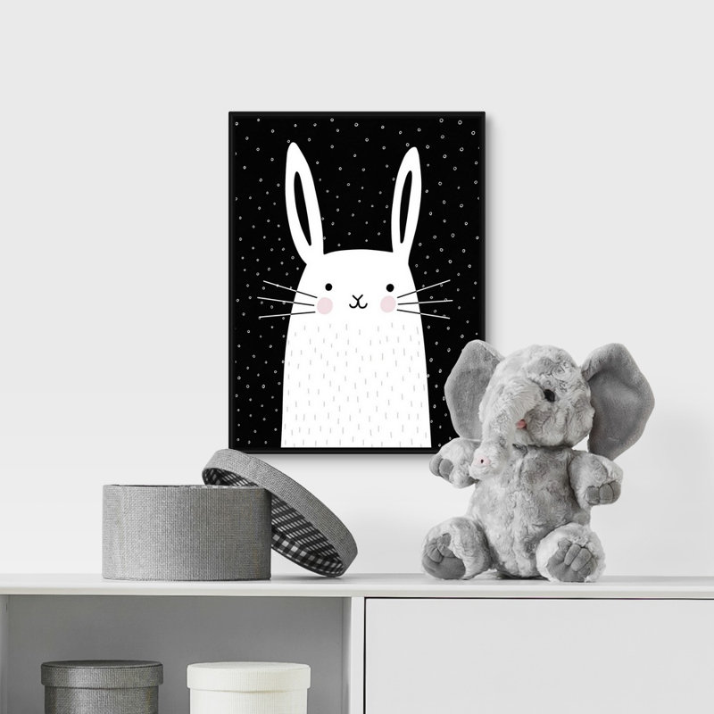 Art de lapin à motifs mixtes Shaugnessy, Cadre flottant noir, H 16 po x l 12 po x P 1,75 po
