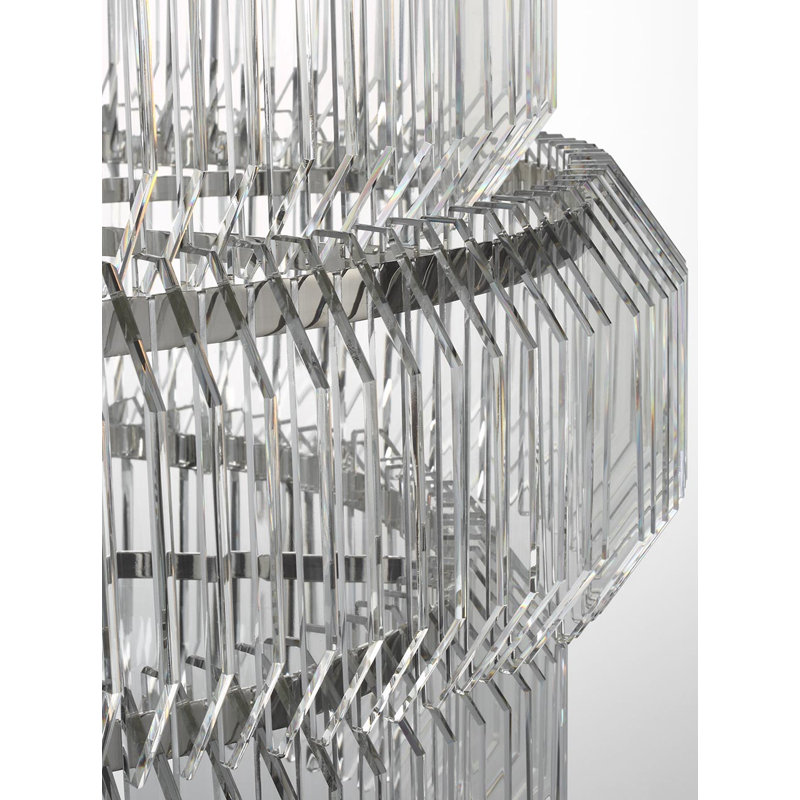Waterford Killarney 32" Layered Drum Chandelier with Clear Crystal, Polished Nickel