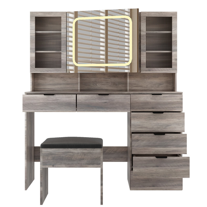 Ensemble de coiffeuse avec USB, Gris