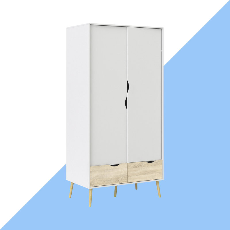 Myrasol 2 Door Wardrobe, White/Light Yellow