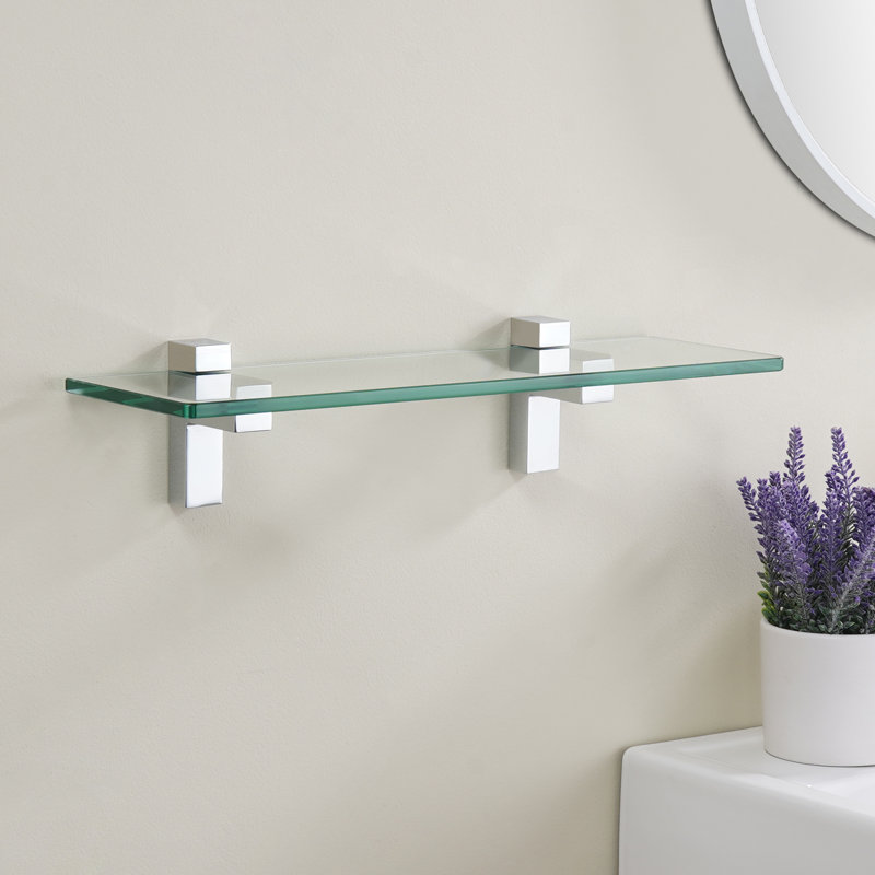 Eunson Floating Shelf, Polished Chrome, 3.5" H x 15.8" W x 4.7" D