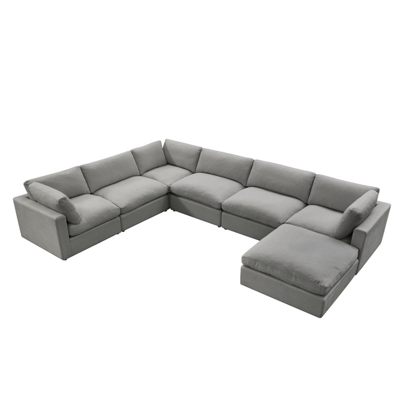 Canapé modulaire en U rembourré Elegance Judith, gris