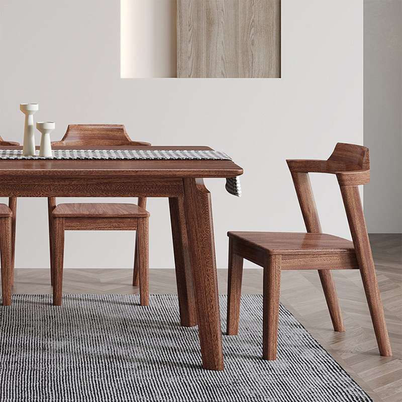 Brown Rectangular Solid Wood Dining Table