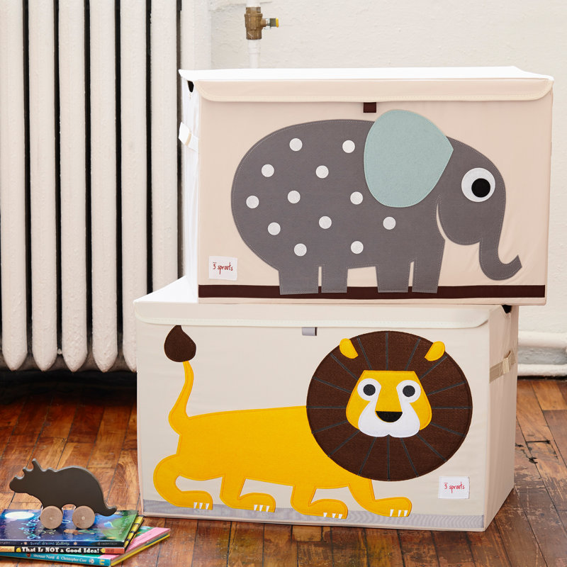 Tan and Yellow Lion Collapsible Toy Chest Storage Bin