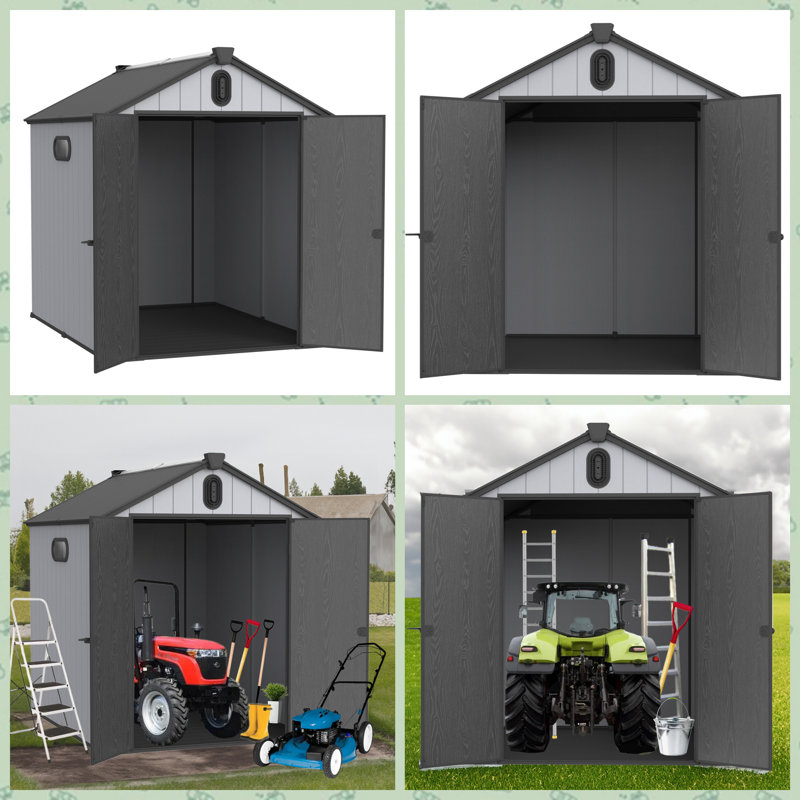 XWT012-1 6*8Ft Resin Plastic Storage Shed For Backyard Garden Big Spire Tool Storage