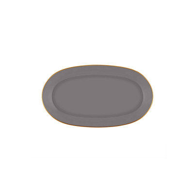 Élégante assiette de service, grise, 11,4 x 5,5 x 0,4 po | 100% céramique, va au lave-vaisselle | Parfait pour les réceptions, les repas et l'utilisation quotidienne, design élégant et durable