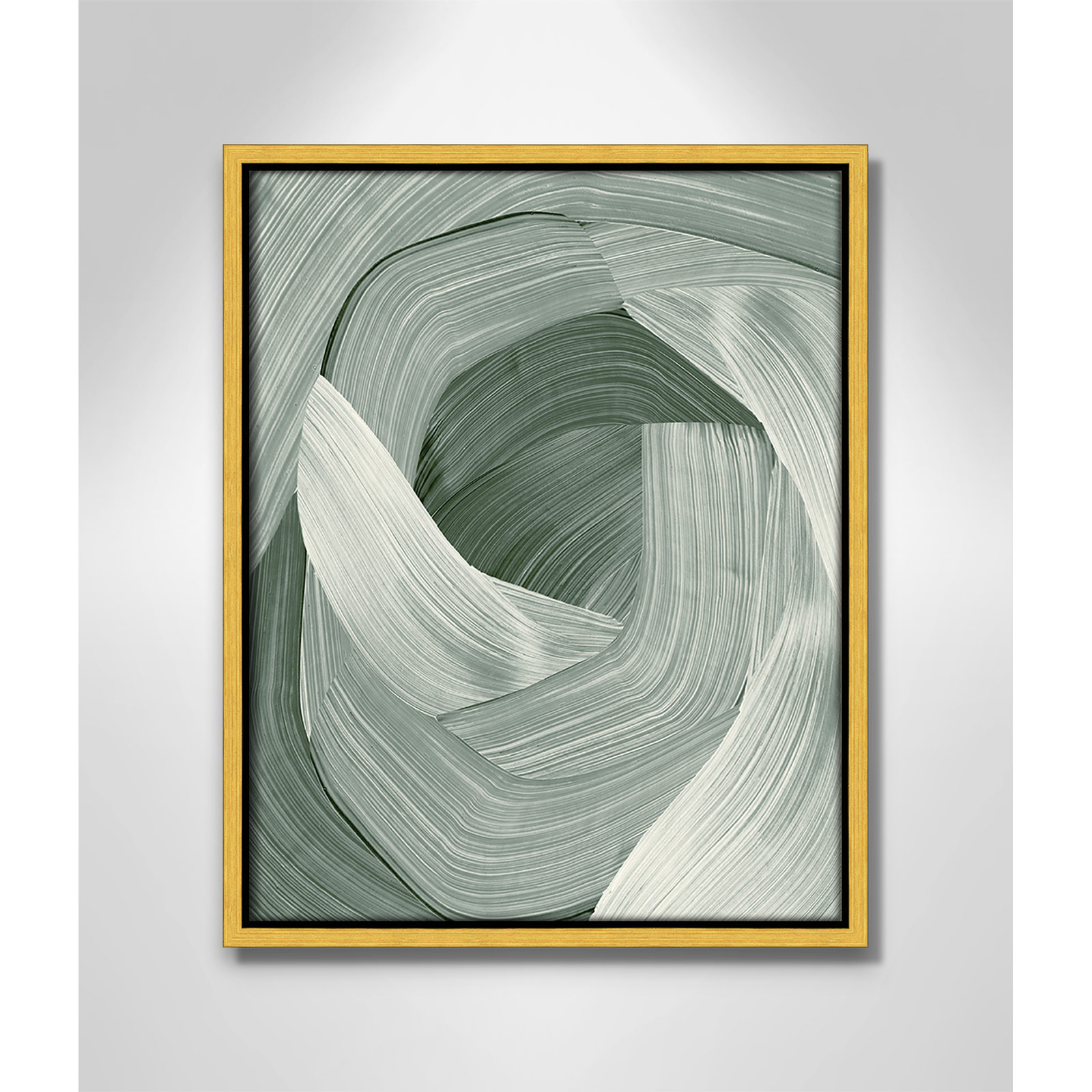 Enriched Emerald - Floater Frame Graphic Art Print on Canvas, Gold , 15.5" H x 12.5" W