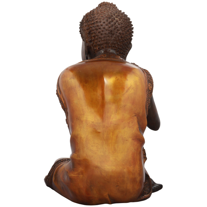 Bouddha bouddhiste pensant 16 po en laiton