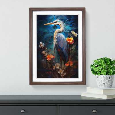 Heron Orphism - Single Picture Frame Print on Wood