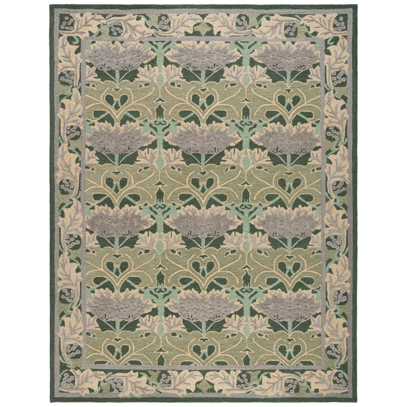 Earthly Treasures Hand Tufted Wool;Cotton;Viscose Geometric Indoor Rug, Rectangle 9' x 12'