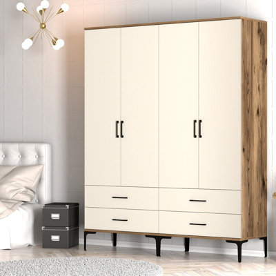 Berend 4 Door Manufactured Wood Wardrobe