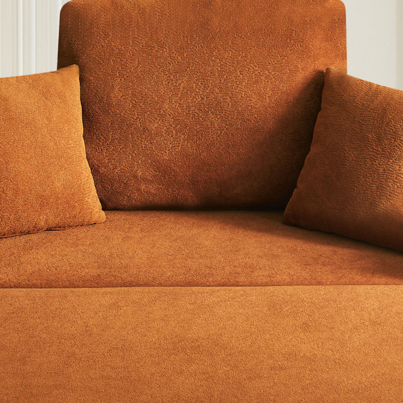Canapé convertible en velours de 71 po avec 2 coussins Boneless, Orange