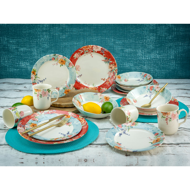 Crimson Piece Stoneware Dinnerware Set - Service for 4