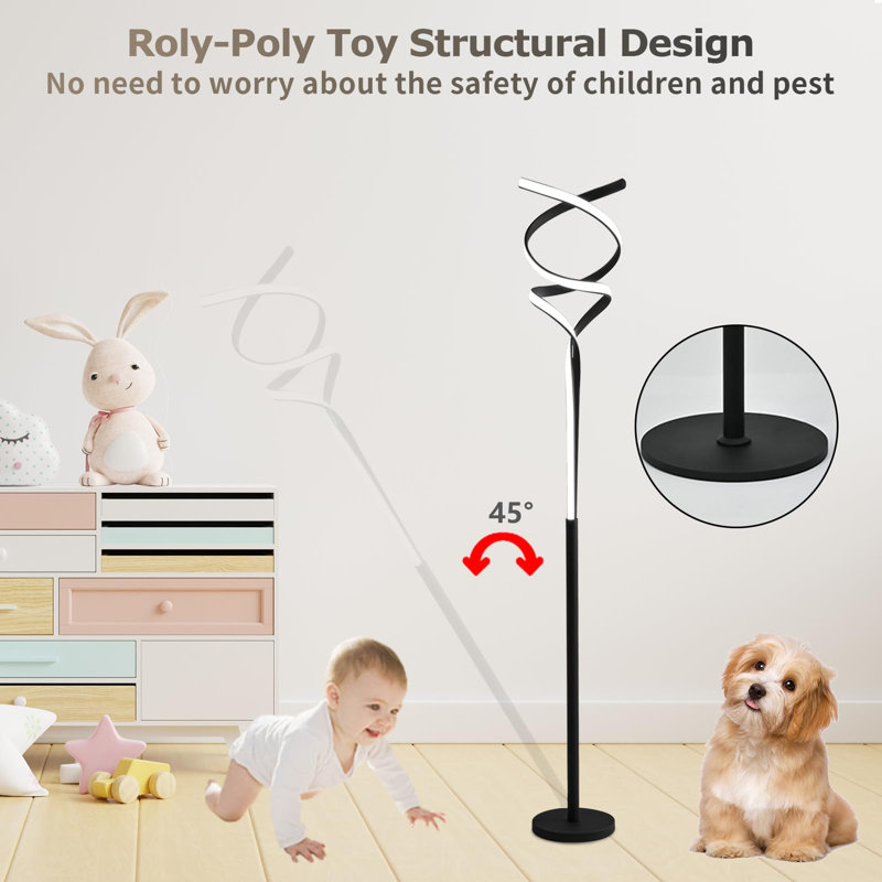 63’’ Led Novelty Floor Lamp Dimmable Black Floor Lamp, Black