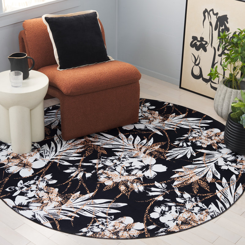 Tapis noir / brun Amalea 825, Rond 6 pi