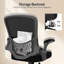 Mesh Office Chair with Flip-Up Armrests and Back Storage Pocket, Adjustable Swivel Computer Chair-1233493390