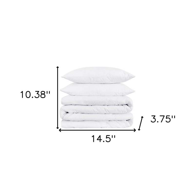 White Cotton Blend 1200 Thread Count Washable Duvet Cover Set, Queen