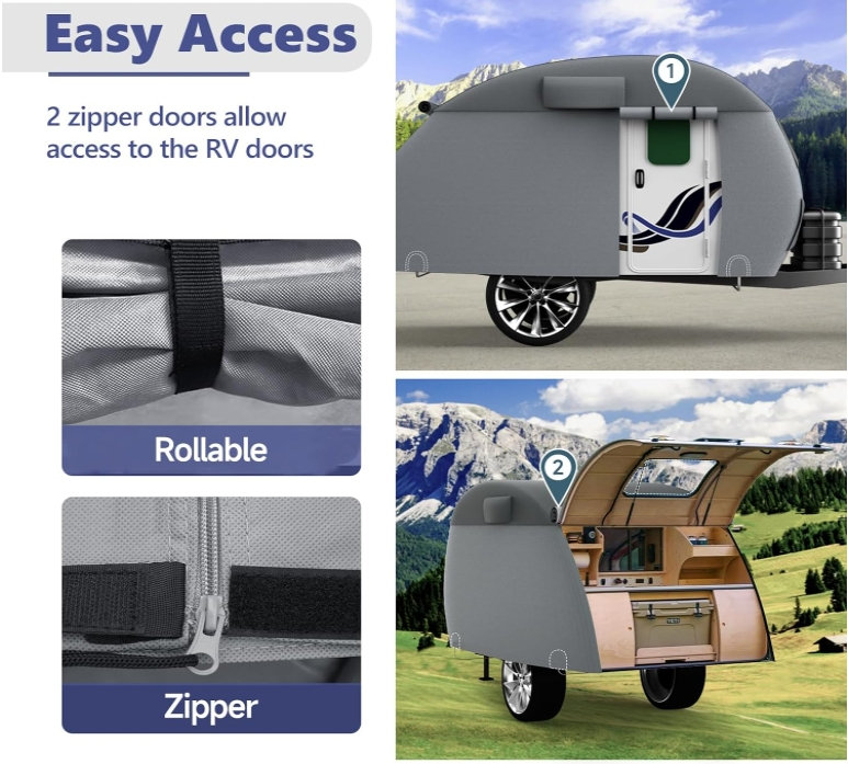 Housse pour camping-car Teardrop, convient aux remorques, housse de camping robuste à 7 couches, H 6 pi x l 6 pi x P 12 pi