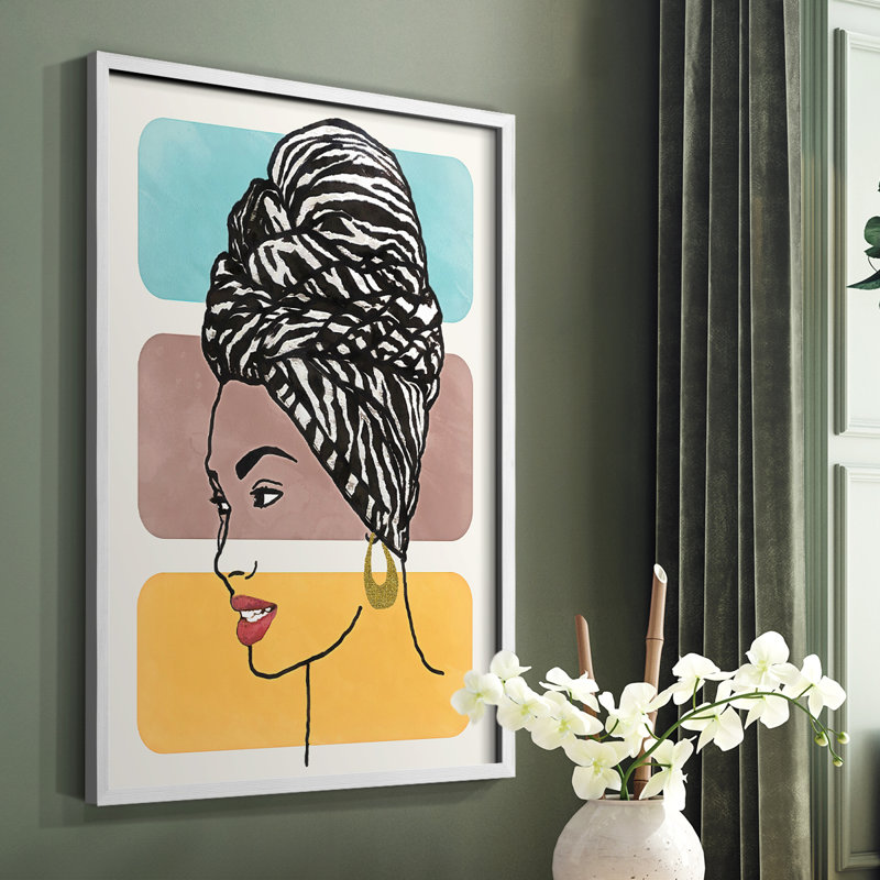 «Head Wrap II», reproduction encadrée - bois massif, Blanc, H 14 po x l 11 po