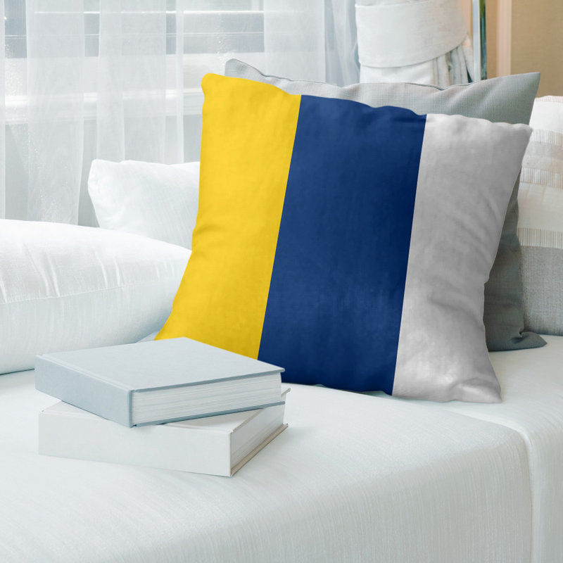 Coussin décoratif , 14 po x 14 po, Bleu, Sergé de coton