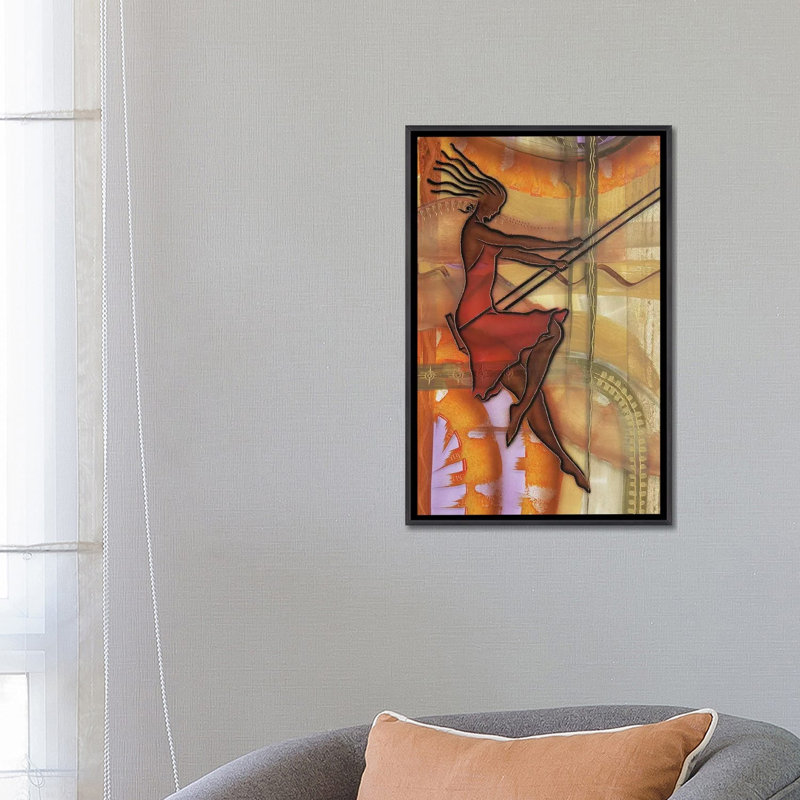 «Carefree» par Fred Odle - impression, Pas de tapis, H 26 po x l 18 po x 1,5 po, Toile avec cadre noir patiné