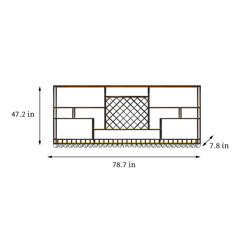Porte-bouteilles simple de style industriel, H 47,2 po x l 78,7 po x P 7,8 po