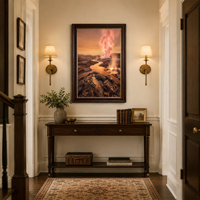 Golden Geyser Eruption Along Rocky River Valley Canvas Wall Art