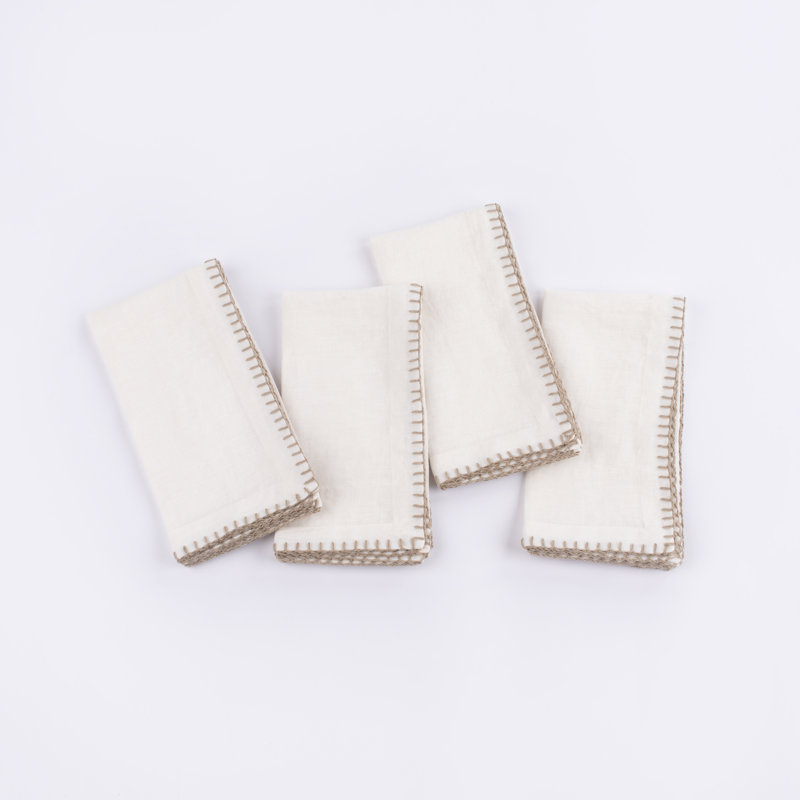 ENSEMBLE DE serviettes de table en lin Brooklyn (ensemble de 4), ivoire