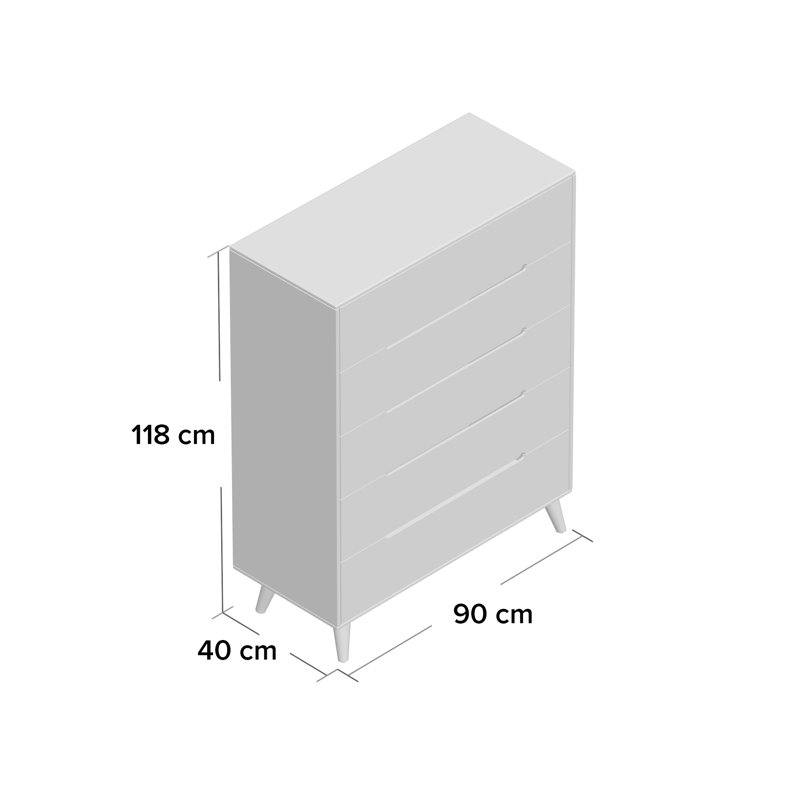 Heriberto 90cm W 5 - Drawer Chest of Drawers, White