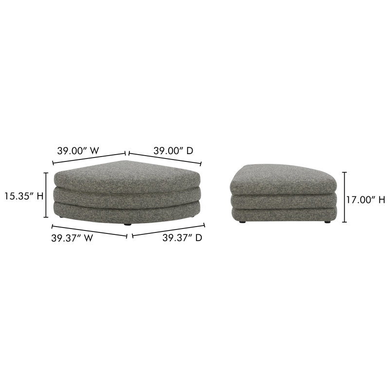 Donia Upholstered Accent Stool, Stone Tweed