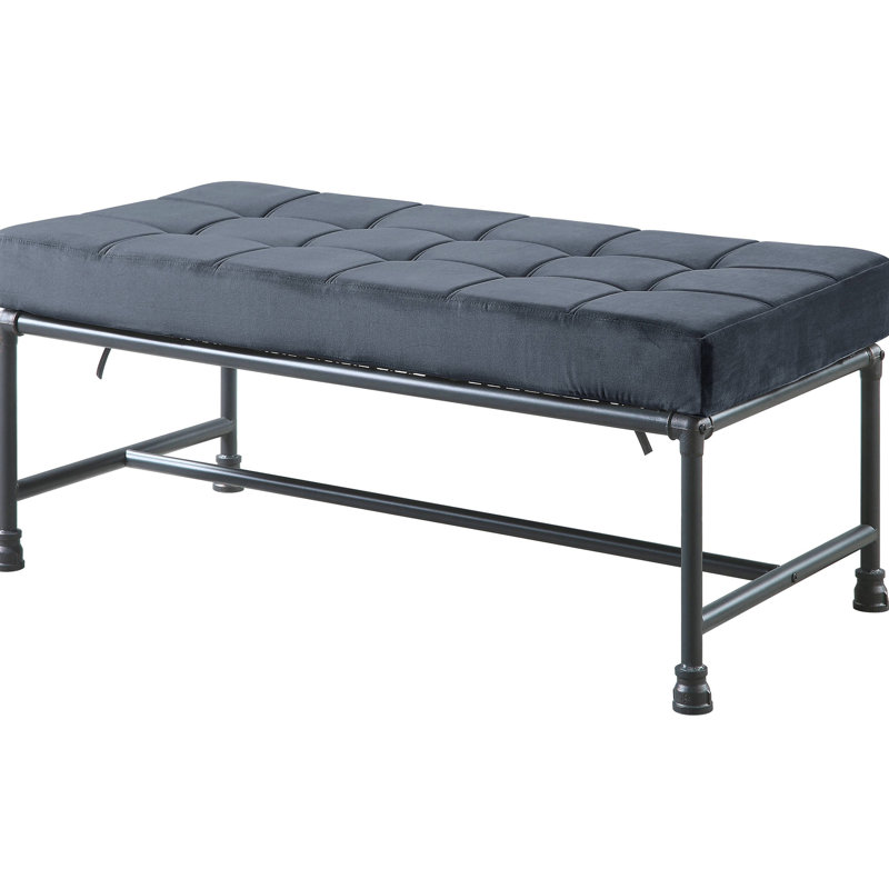 Industrial-Style Grey Bedroom Bench With Supportive Cushion Metal Legs - Soft And Stylish