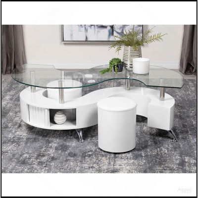 Ensemble de table basse et tabourets 3 pièces Marley