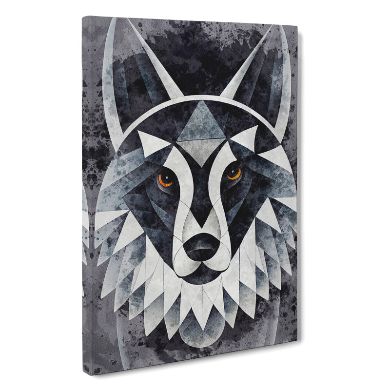 Abstract Watercolour Wolf No.2 - Wrapped Canvas Print, 60cm H x 40cm W x 3cm D