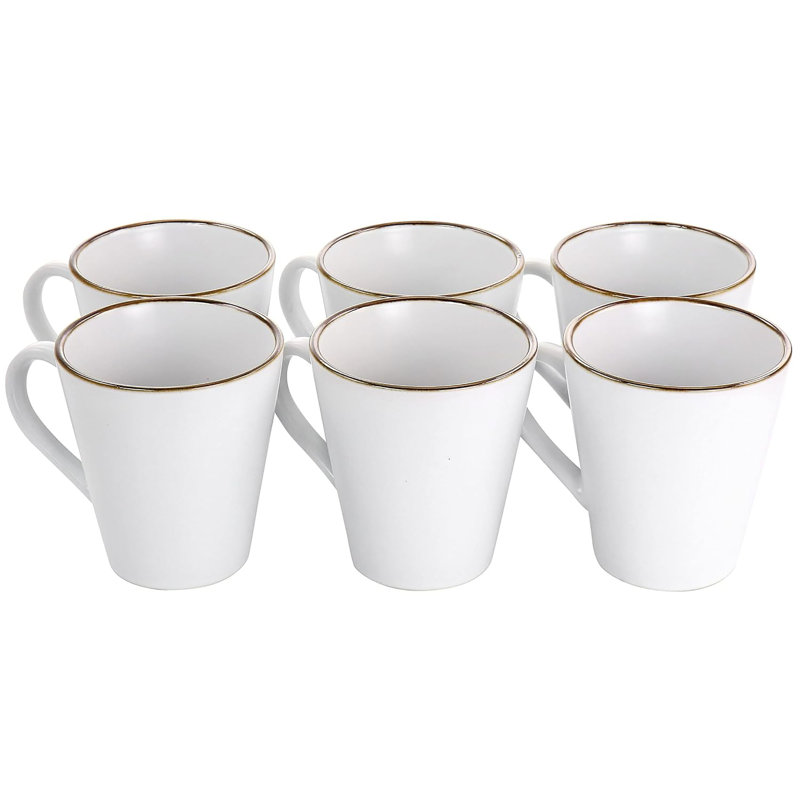 Ensemble de grandes tasses en grès 6 pièces Elama Paul, Blanc