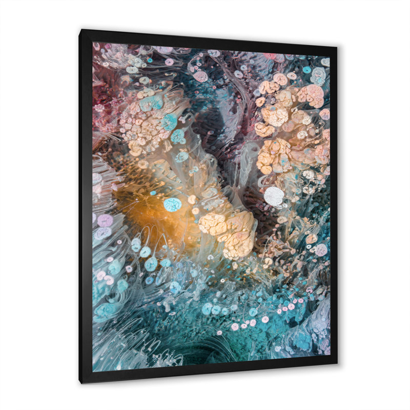 Marbre luxueux turquoise liquide, art mural moderne sur toile, Toile avec cadre photo noir, H 20 po x l 12 po x P 1 po