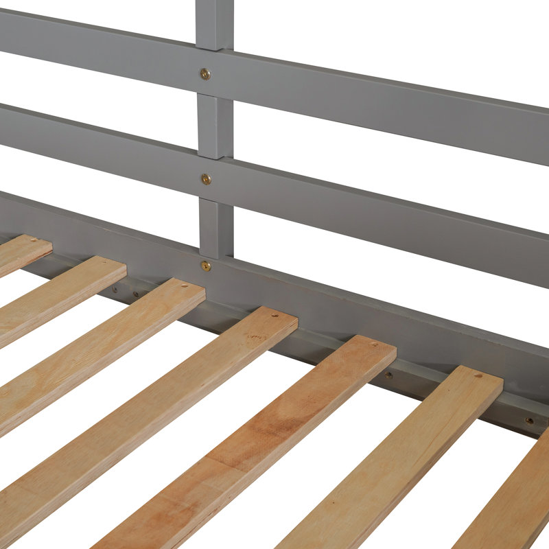 Lit simple au-dessus d'un lit superposé avec élément de maisonnette - Rendez la chambre à coucher plus amusante, Gris
