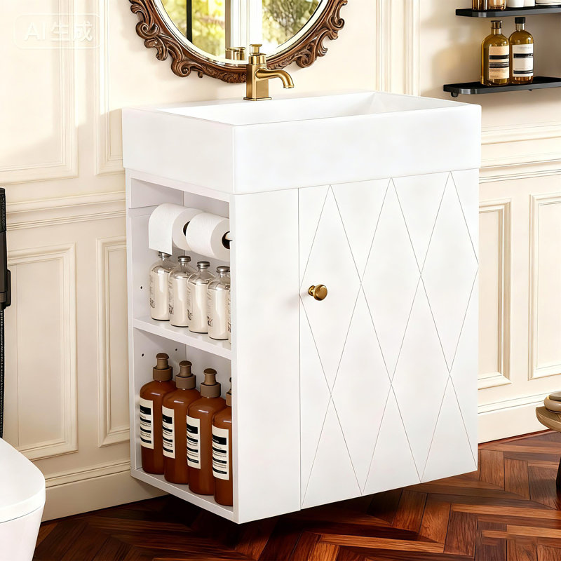 Meuble-lavabo simple 20 po avec plateau, Noir