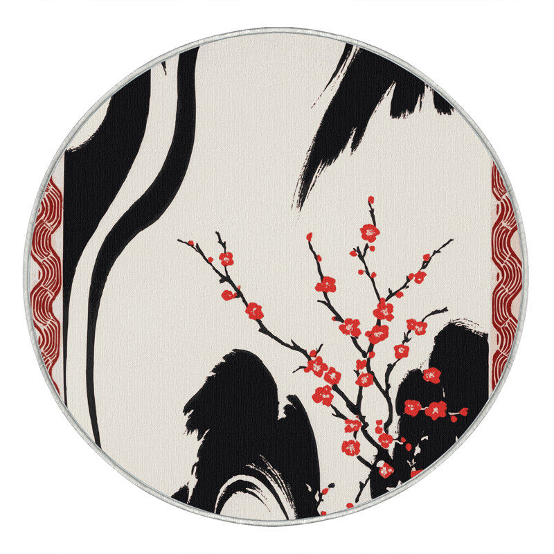 Tapis cramoisi à pétales, Rond 3 pi