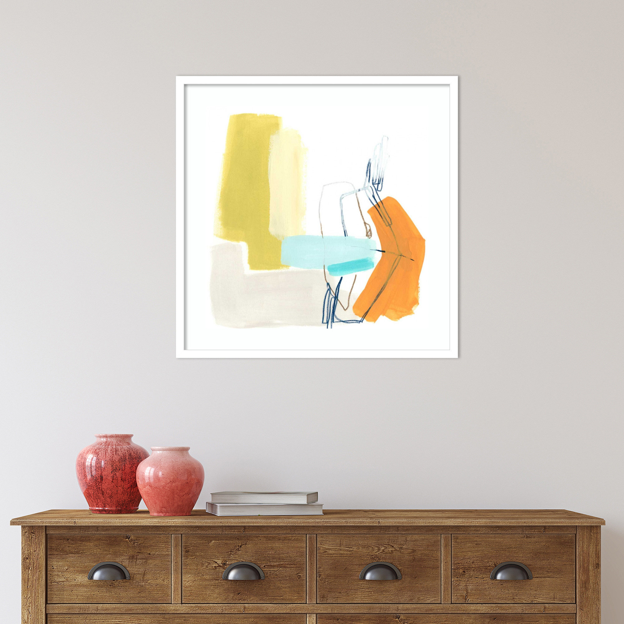 Adagio IV by June Erica Vess, 25.38" H x 25.38" W x 0.88" D, White Framed Paper