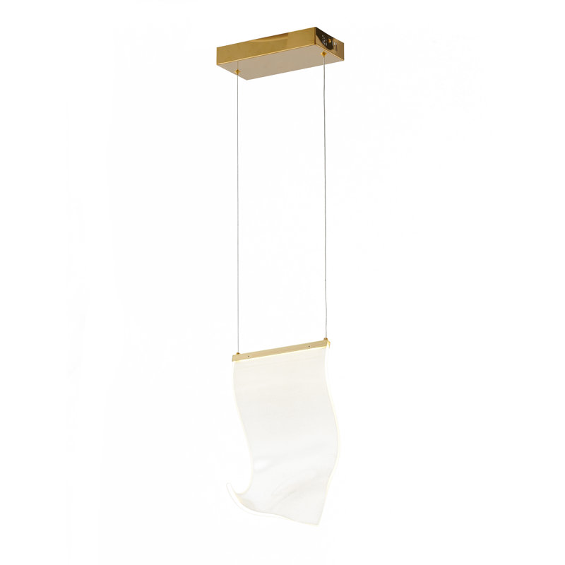 LED Wavy Acrylic Pendant Light With Gold Hardware