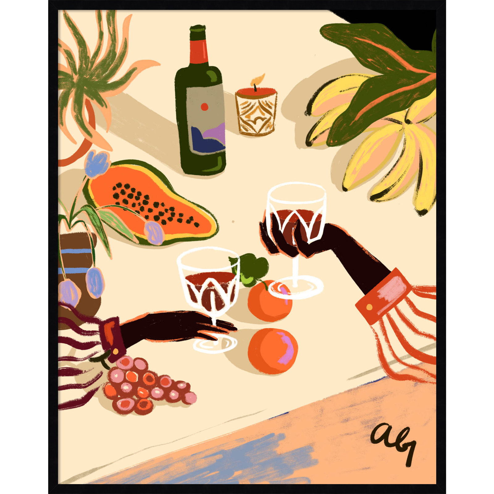 Pritchard "Cheers to You (Wine)" Print, Black, 41" H x 33" W